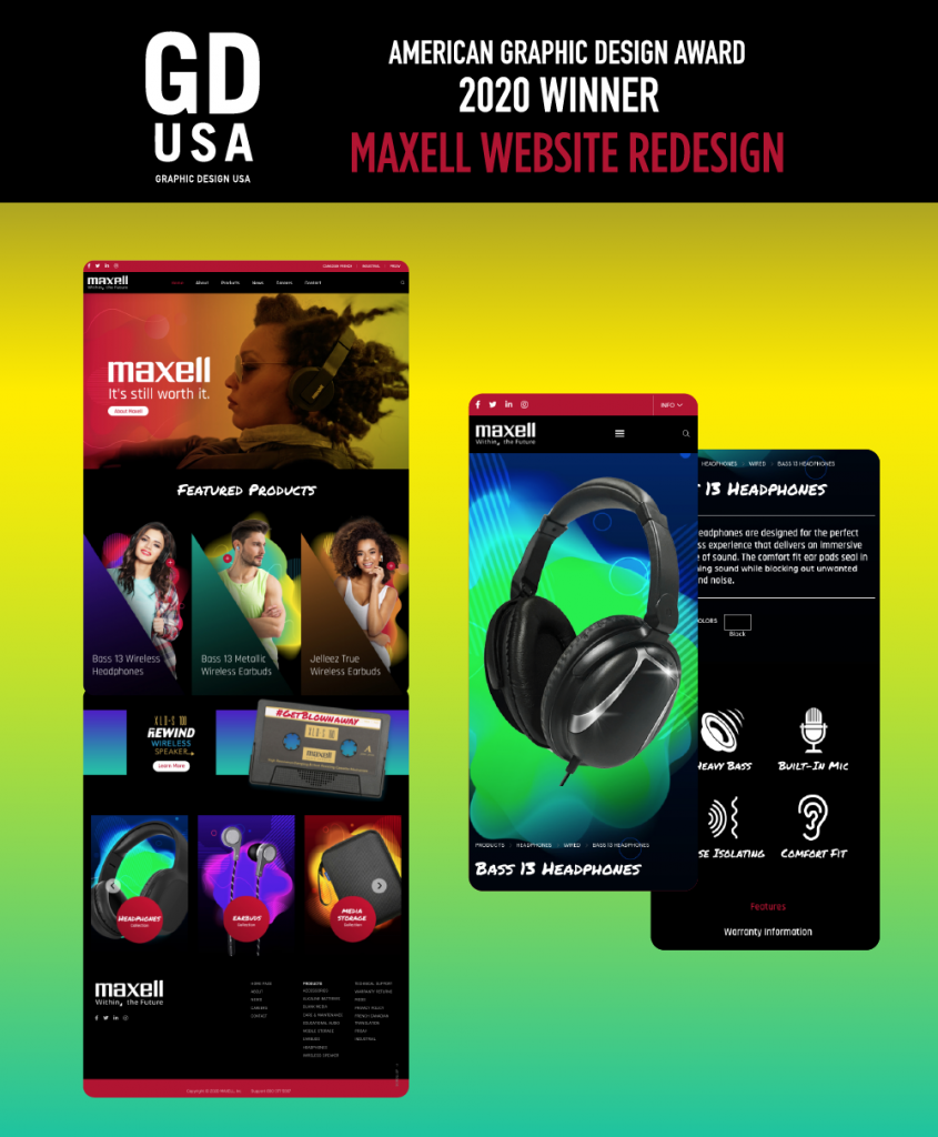 Maxell Website GDUSA Award Winner